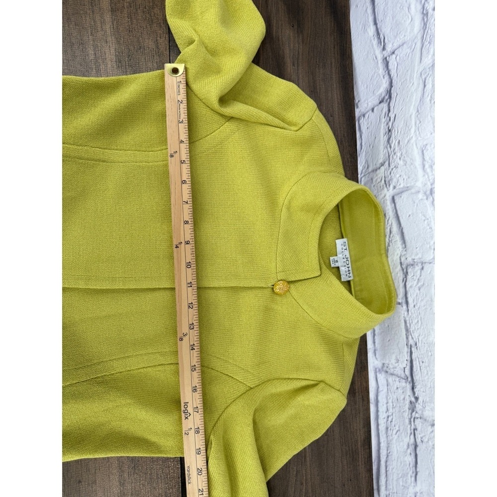 St John Sweater Blazer Women's Size 10 Lime Green Knit Single Button Old Money - Picture 10 of 13